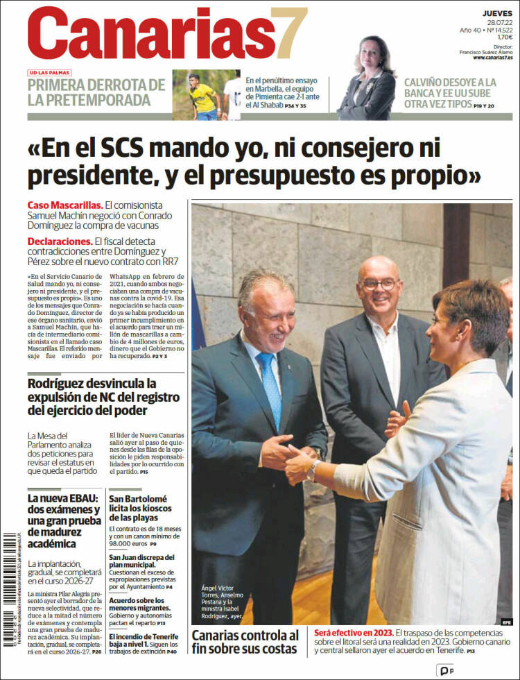 Portada de Canarias 7 (España)