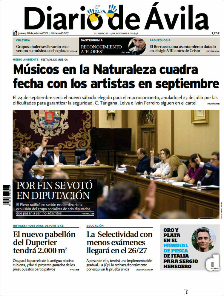 Portada de Diario de Ávila (España)