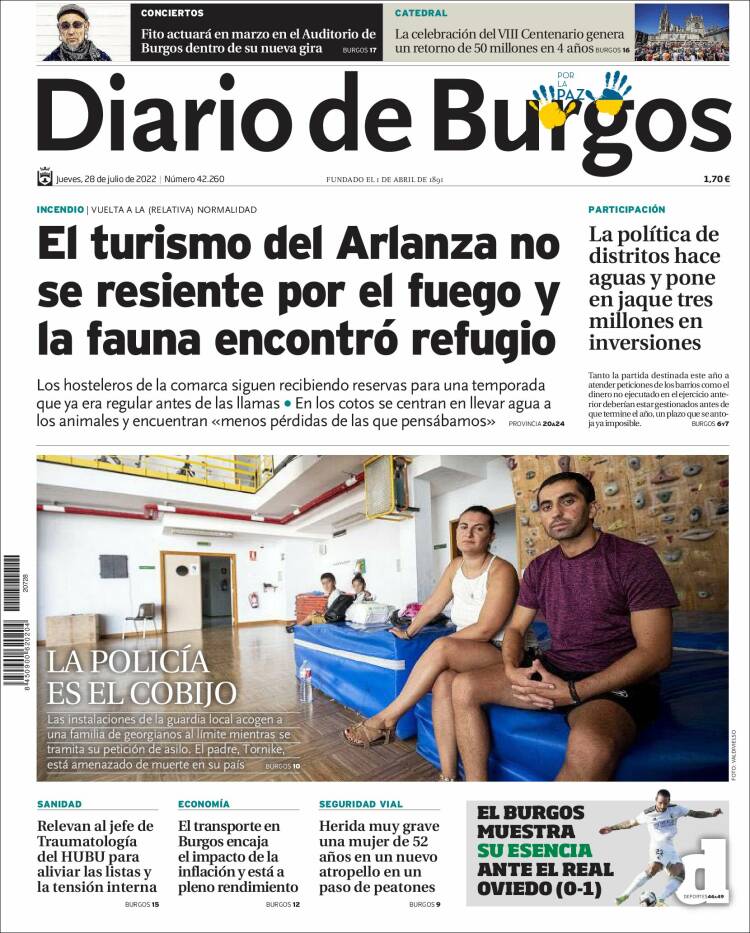 Portada de Diario de Burgos (España)
