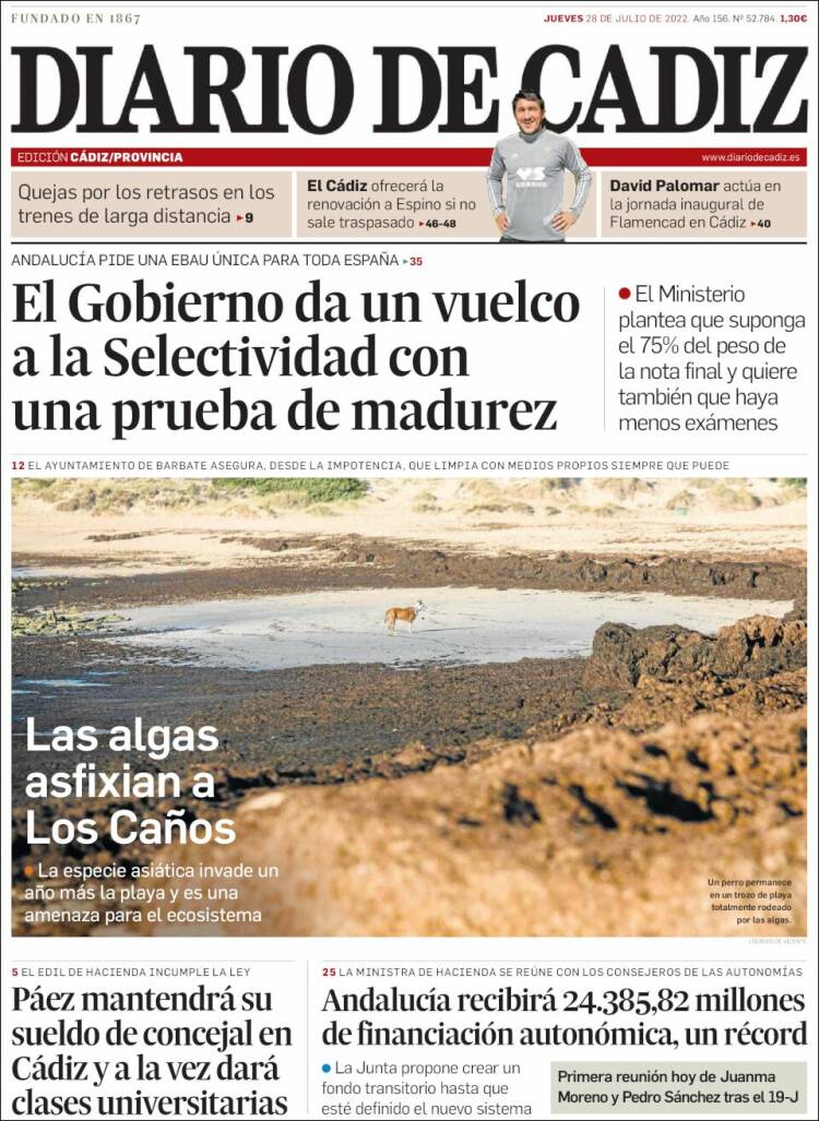 Portada de Diario de Cádiz (España)
