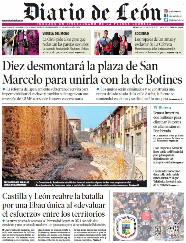 Portada de Diario de León (España)