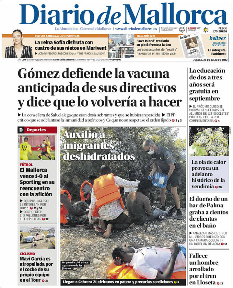 Portada de Diario de Mallorca (España)