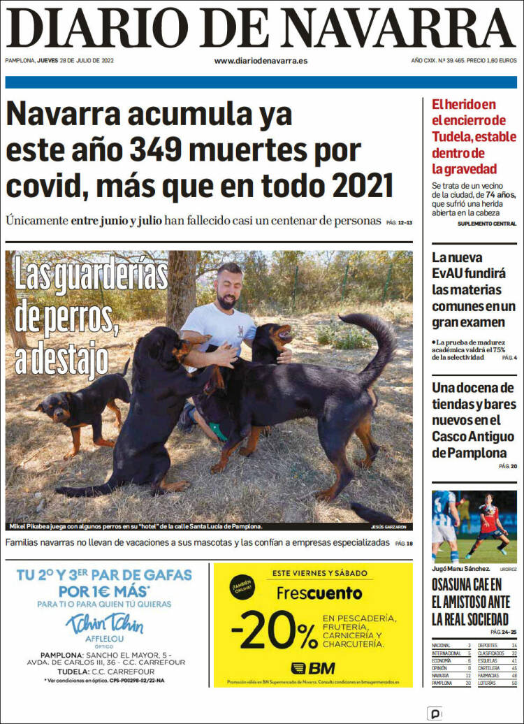 Portada de Diario de Navarra (España)