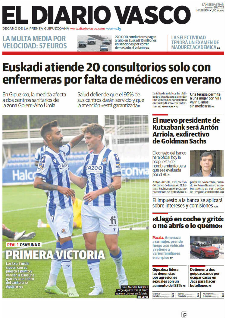 Portada de Diario Vasco (España)