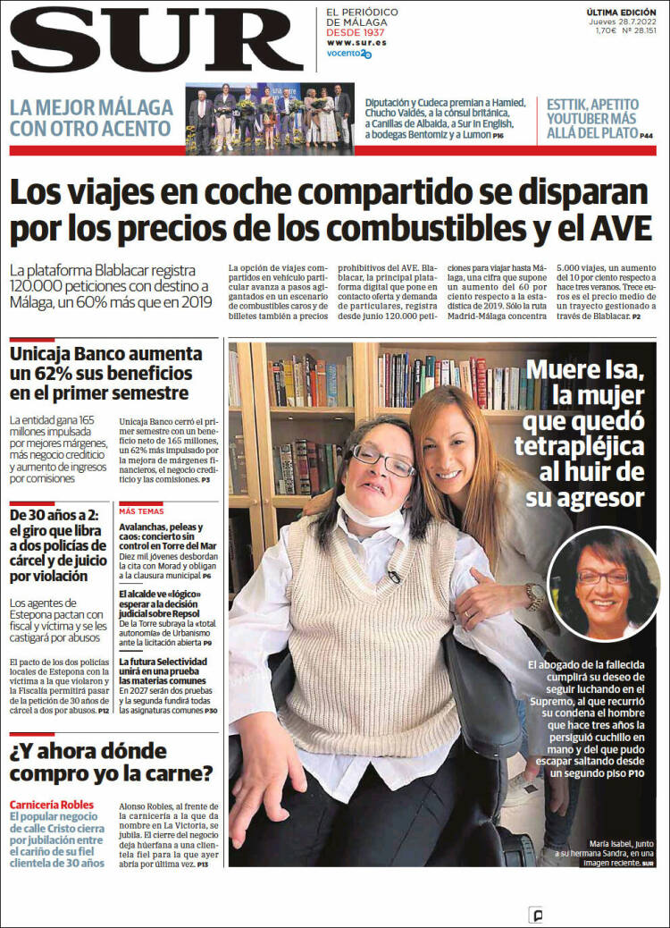 Portada de Diario el Sur (España)