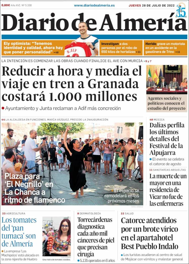 Portada de Diario de Almería (España)