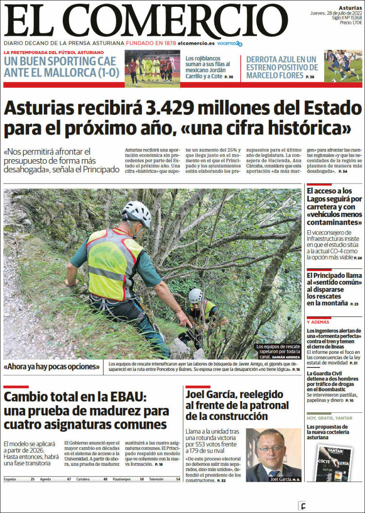 Portada de El Comercio (España)