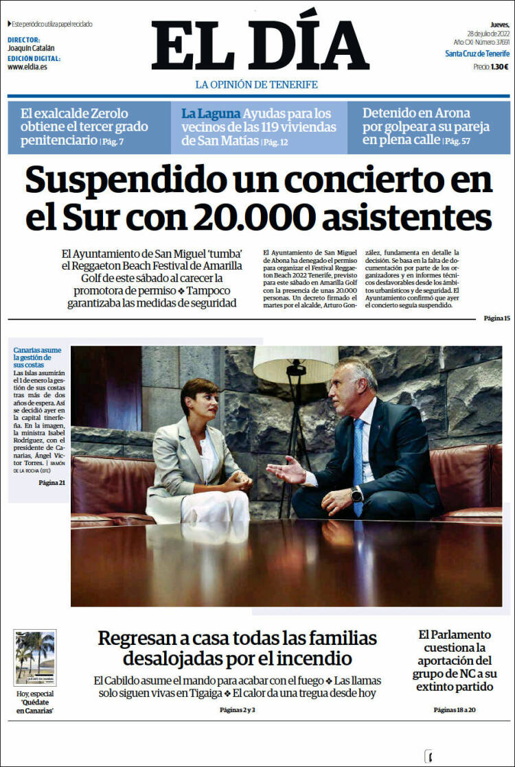 Portada de El Día (España)