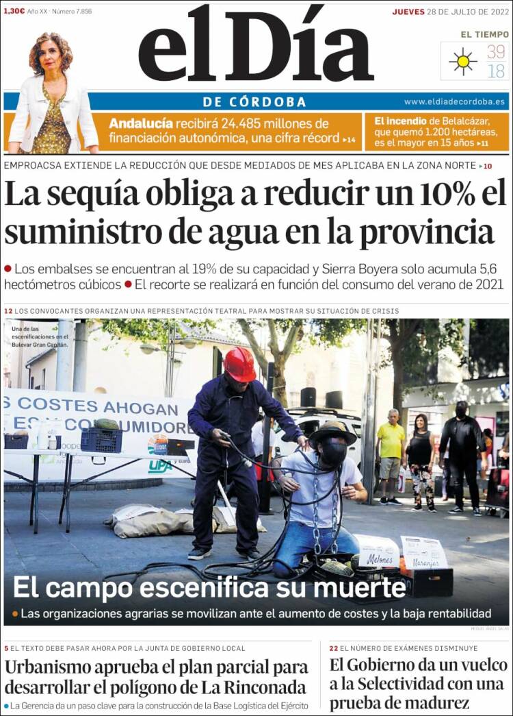 Portada de El Día de Córdoba (España)