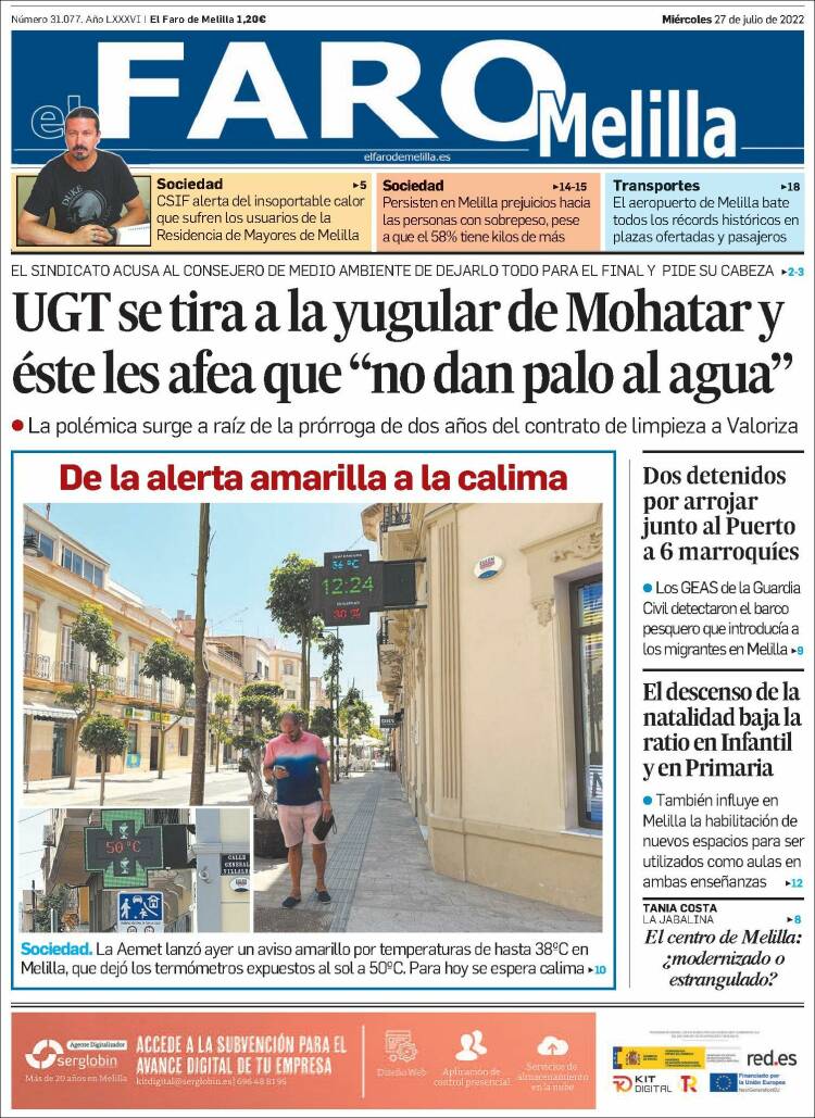 Portada de El Faro de Melilla (España)