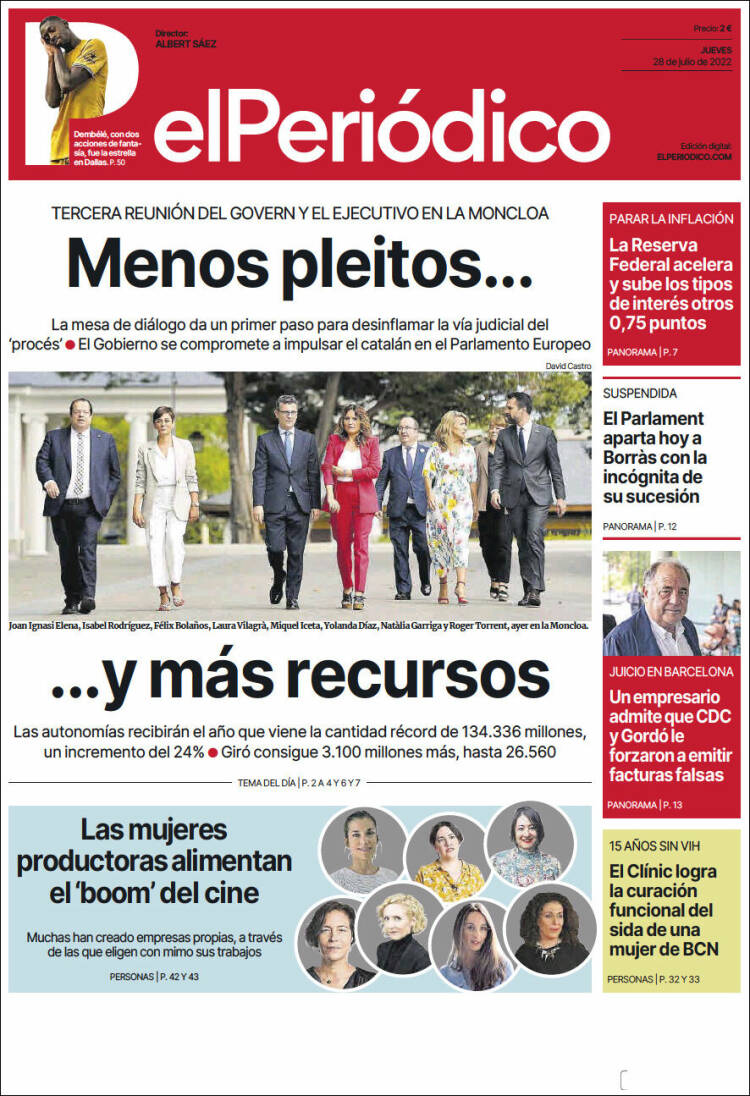 Portada de El Periódico (España)