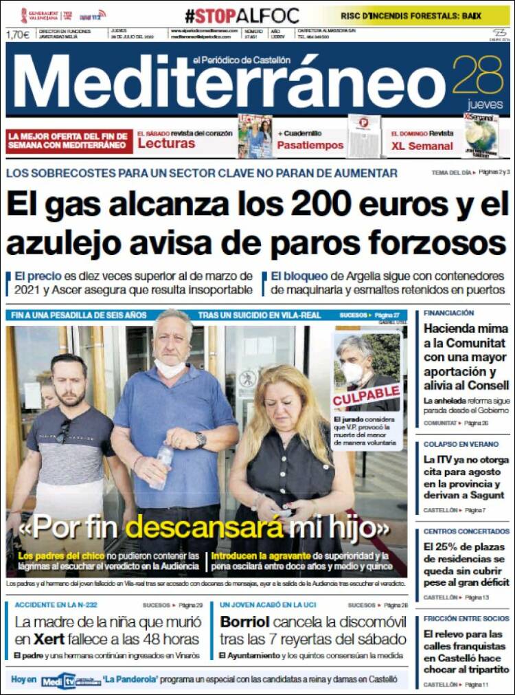 Portada de El Periódico Mediterraneo (España)