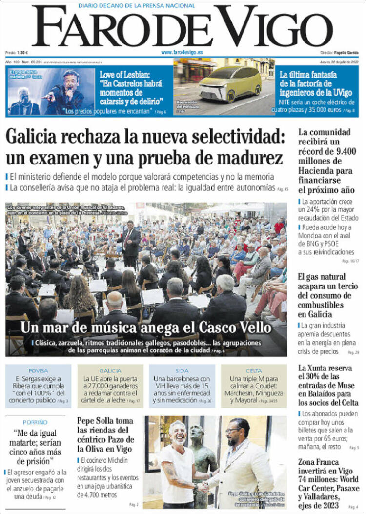 Portada de Faro de Vigo (España)
