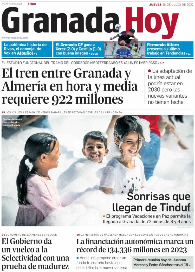 Portada de Granada Hoy (España)