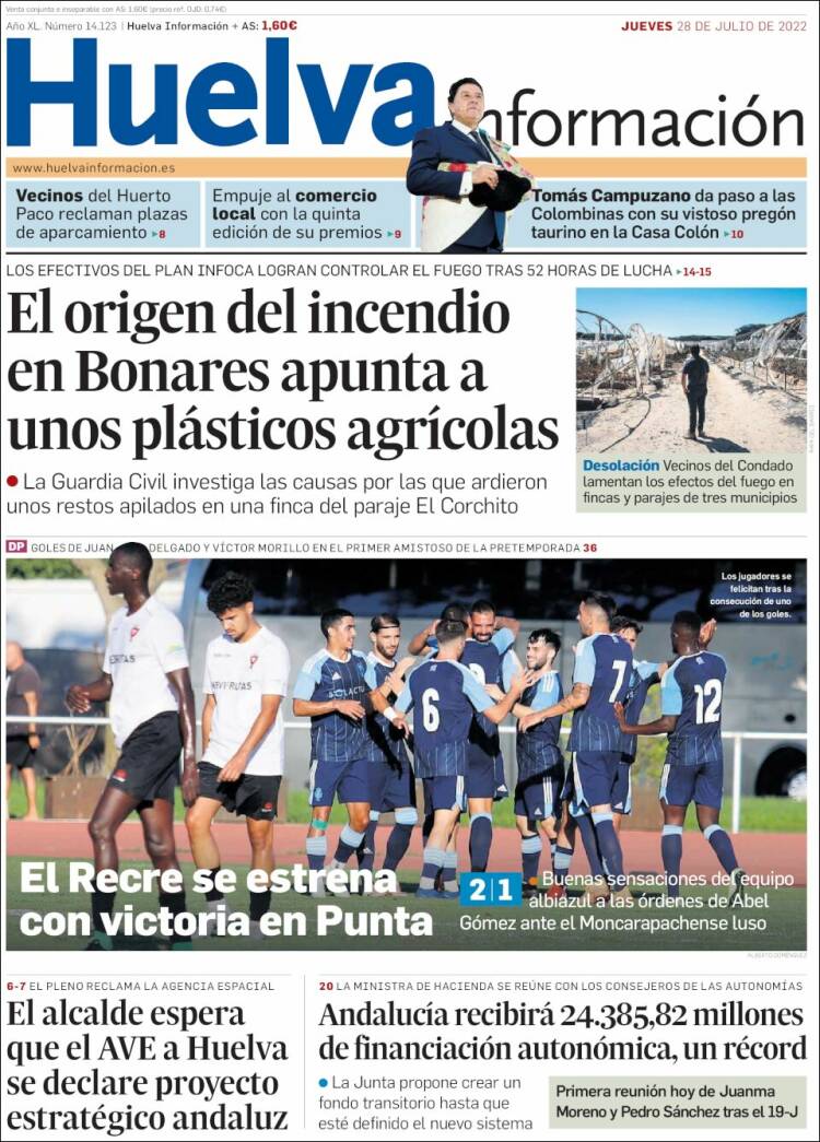 Portada de Huelva Información (España)