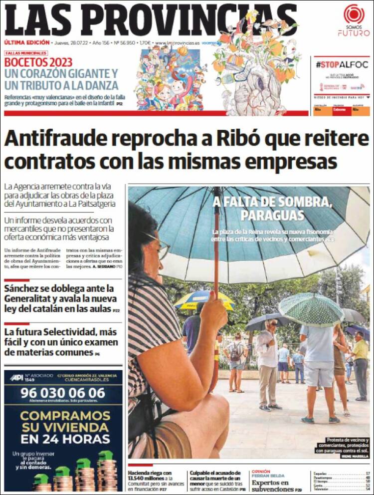 Portada de Las Provincias (España)