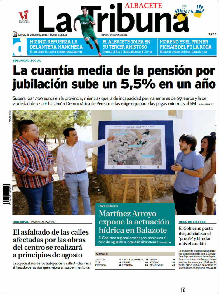 Portada de La Tribuna de Albacete (España)