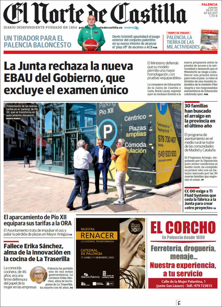 Portada de Norte de Castilla - Palencia (España)