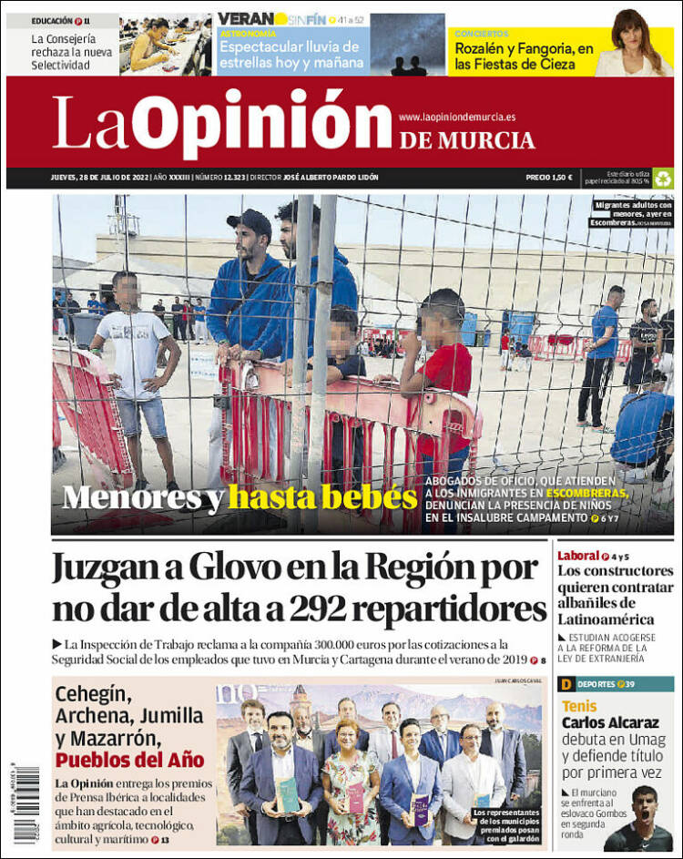 Portada de La Opinión de Murcia (España)