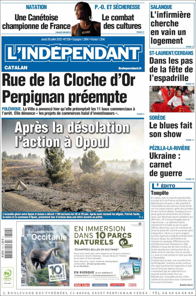 Portada de Le Indépendant (France)