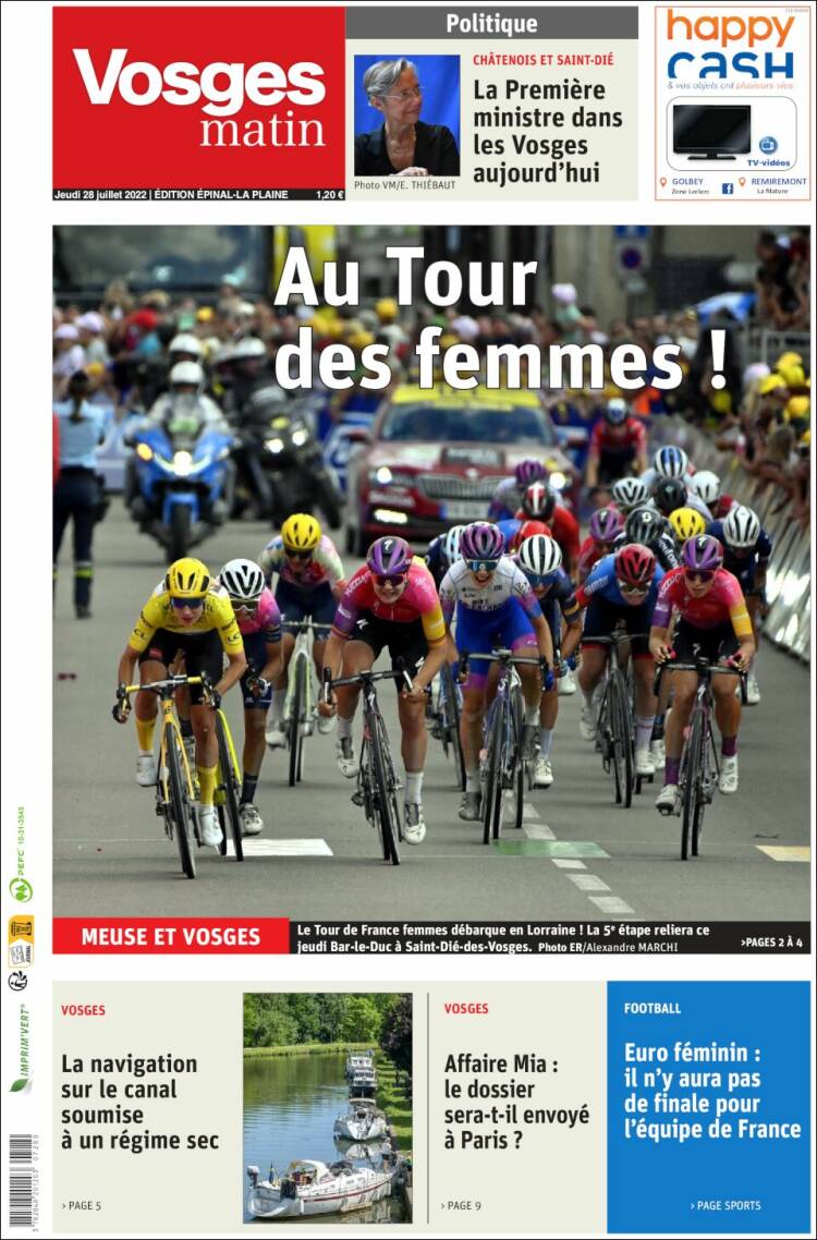 Portada de Vosges Matin (France)