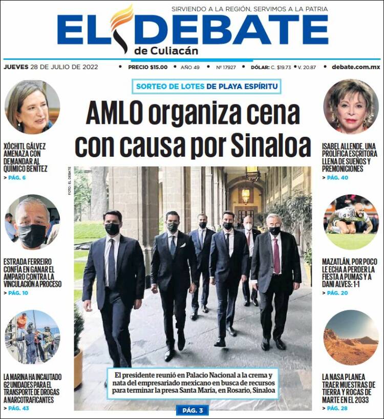 Portada de El Debate de Culiacán (Mexico)