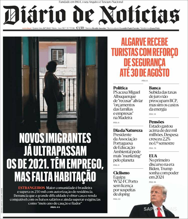 Portada de Diário de Noticias (Portugal)