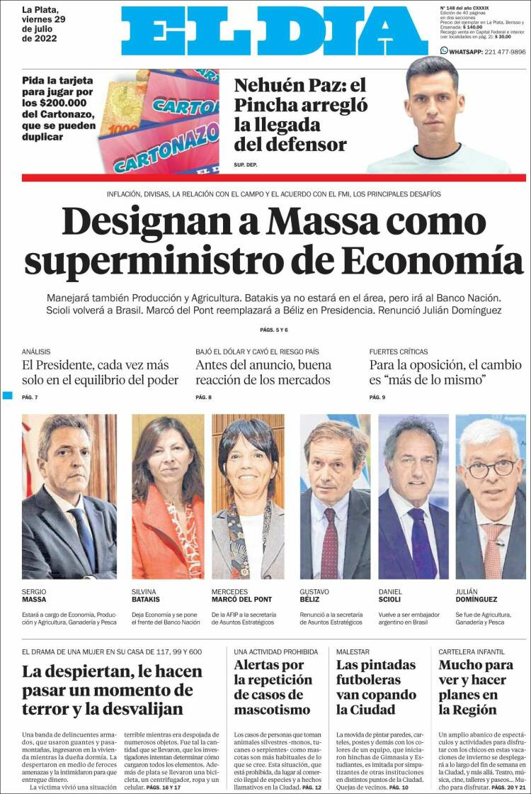 Portada de El Día de la Plata (Argentina)