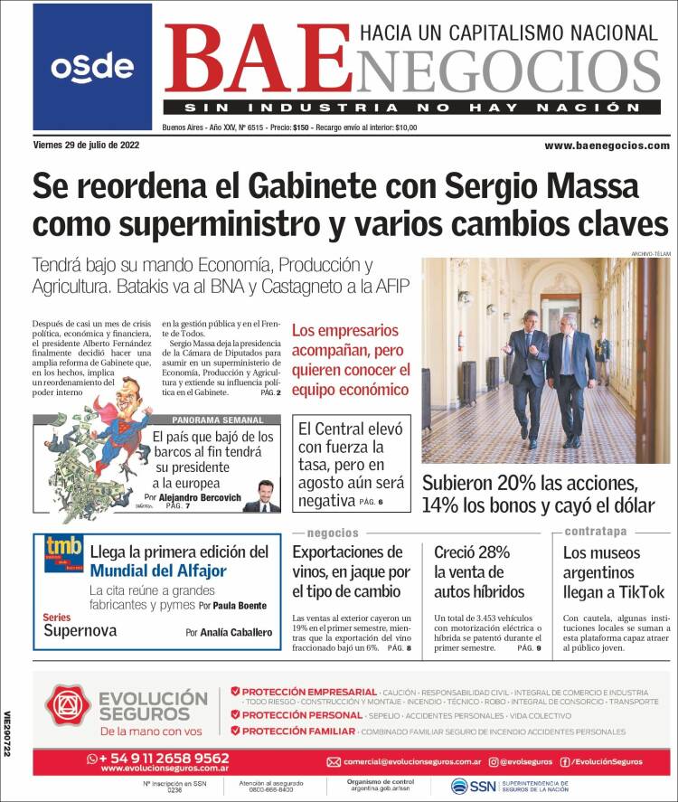 Portada de Buenos Aires Económico (Argentina)
