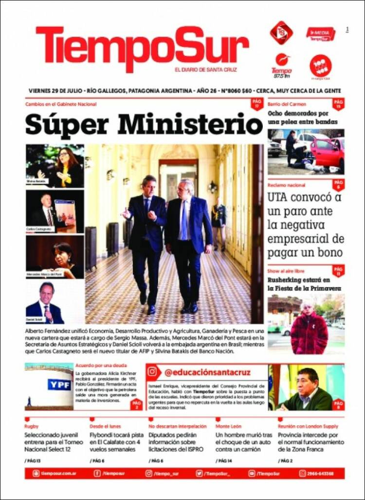 Portada de Tiempo Sur (Argentina)