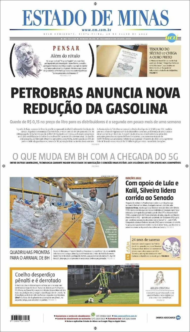 Portada de Jornal Estado de Minas (Brasil)