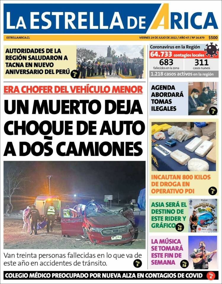 Portada de La Estrella de Arica (Chile)