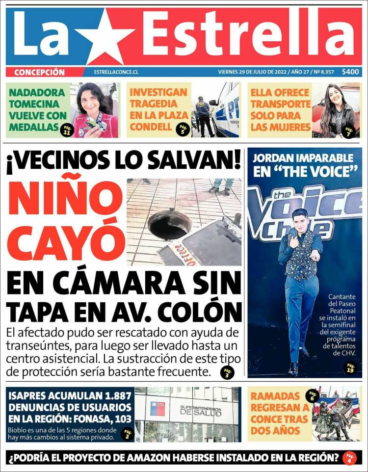 Portada de La Estrella de Concepción (Chile)