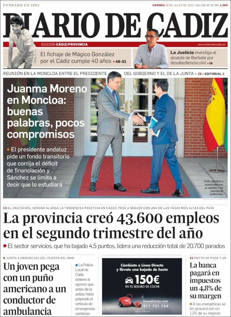 Portada de Diario de Cádiz (Espa&ntilde;a)