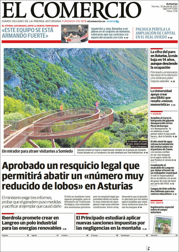 Portada de El Comercio (Espa&ntilde;a)