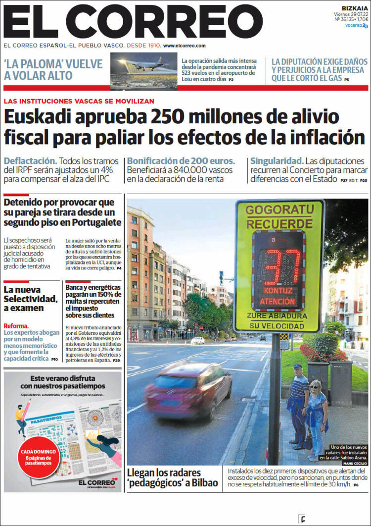 Portada de El Correo (Espa&ntilde;a)