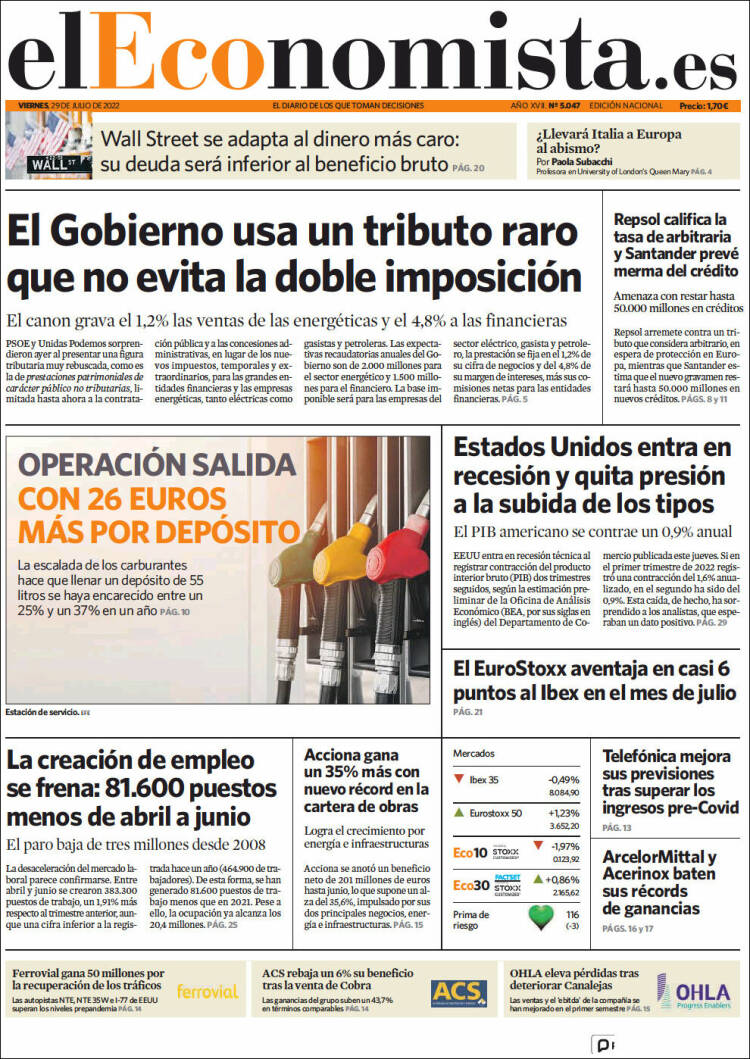 Portada de El Economista (Espa&ntilde;a)