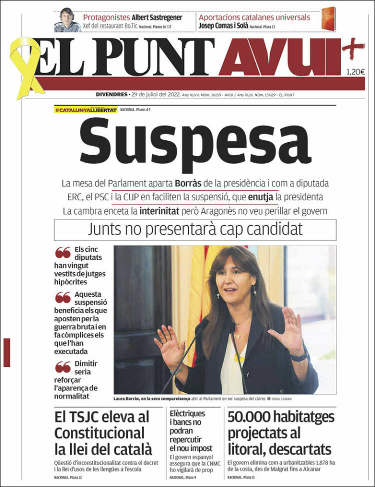 Portada de El Punt Avui (Espa&ntilde;a)