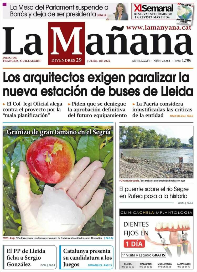 Portada de La Mañana - Diari de Ponent (Espa&ntilde;a)