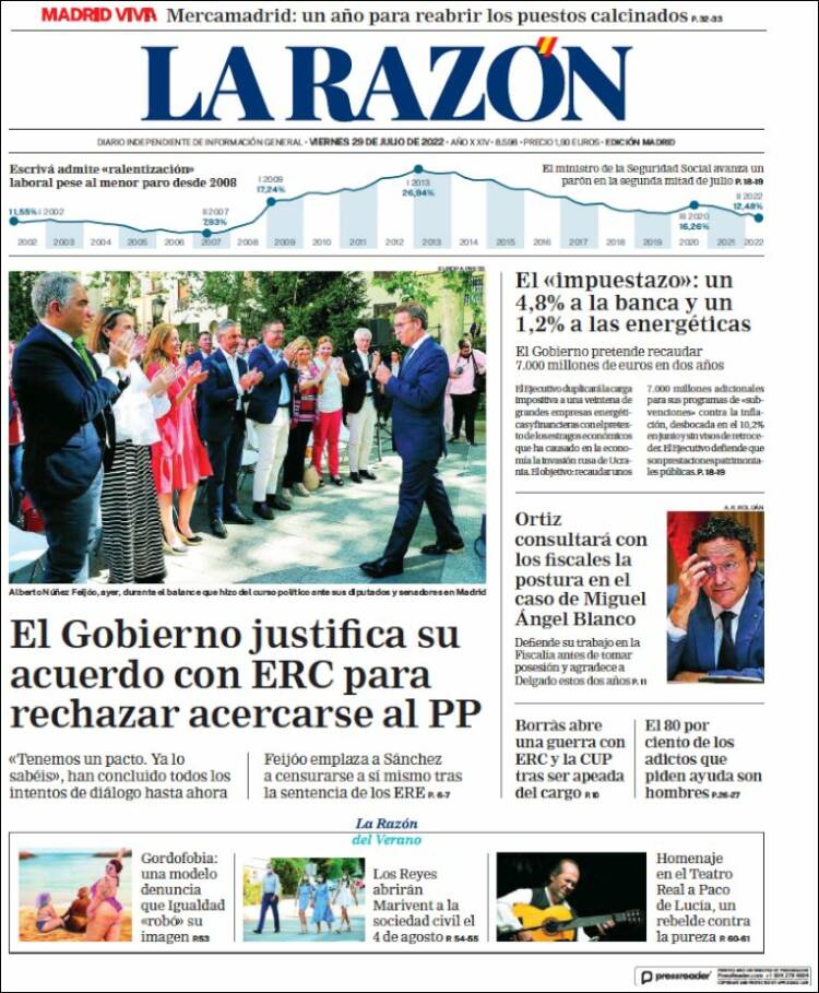 Portada de La Razón (Espa&ntilde;a)