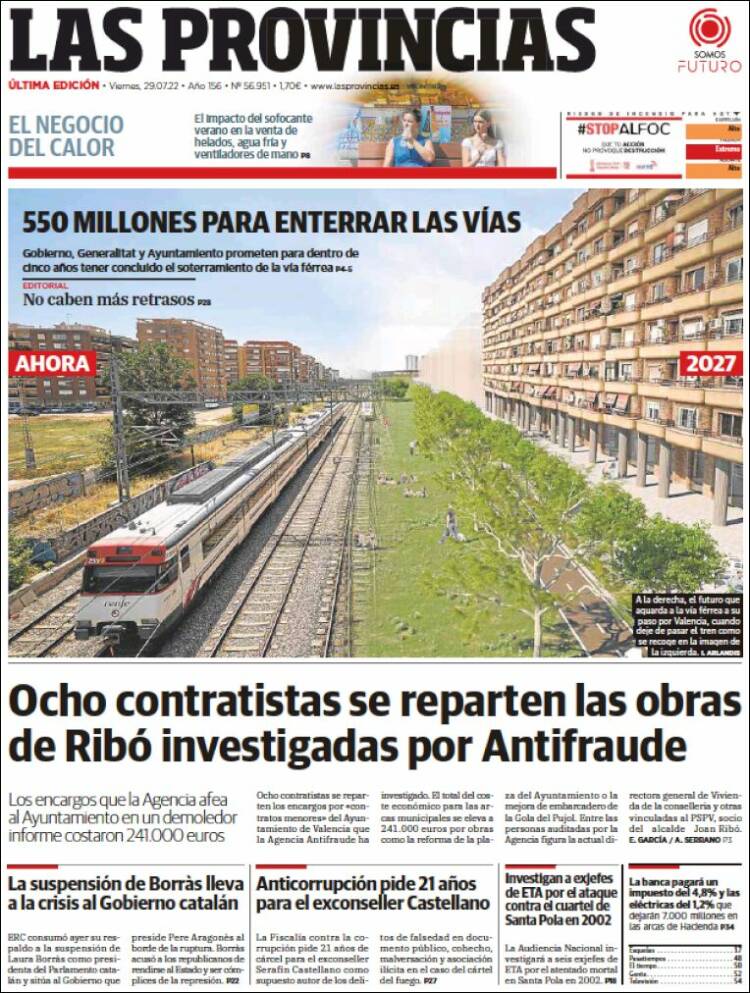 Portada de Las Provincias (Espa&ntilde;a)