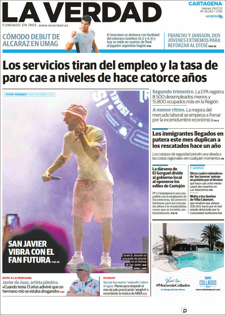 Portada de La Verdad de Cartagena (Espa&ntilde;a)