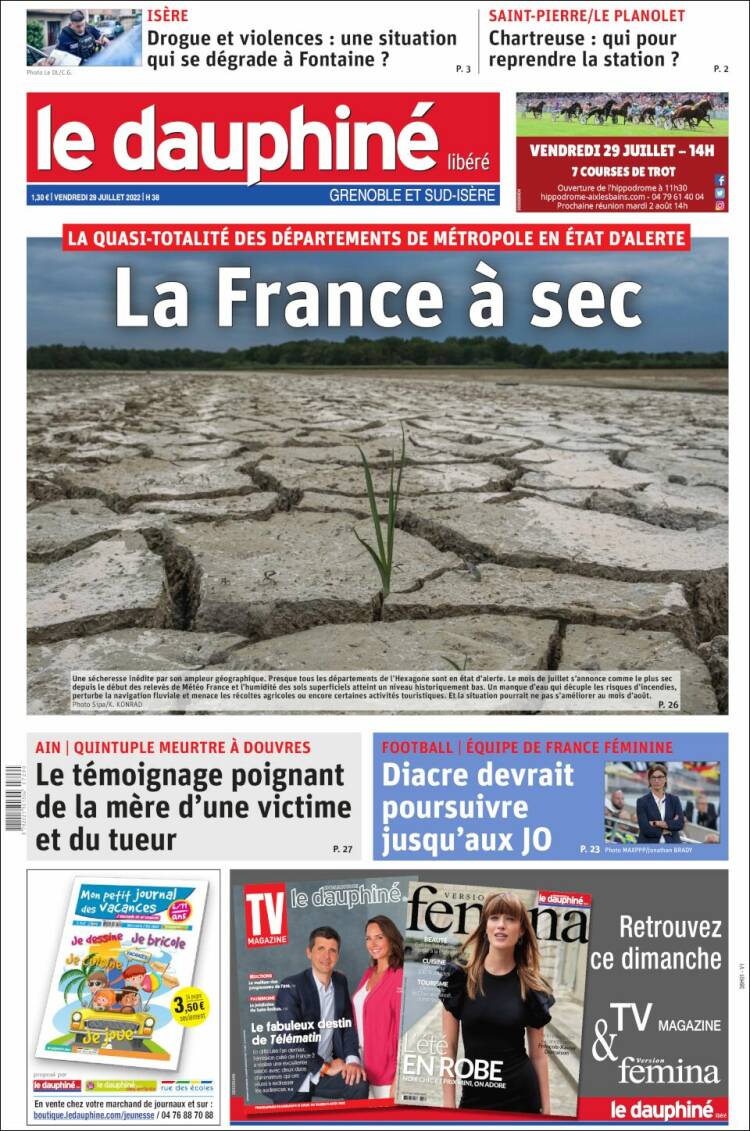 Portada de Le Dauphiné Libéré (Francia)
