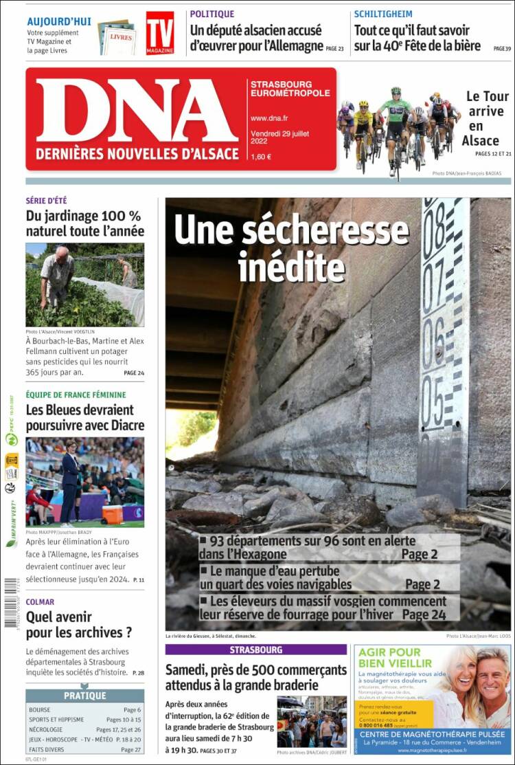Portada de Les Dernières Nouvelles d'Alsace (Francia)