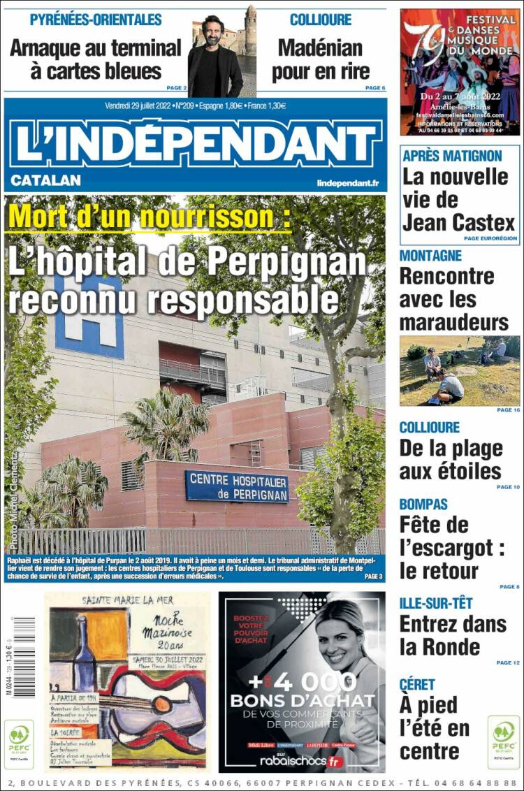 Portada de Le Indépendant (Francia)