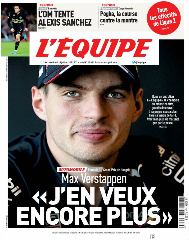 Portada de L'Equipe (Francia)