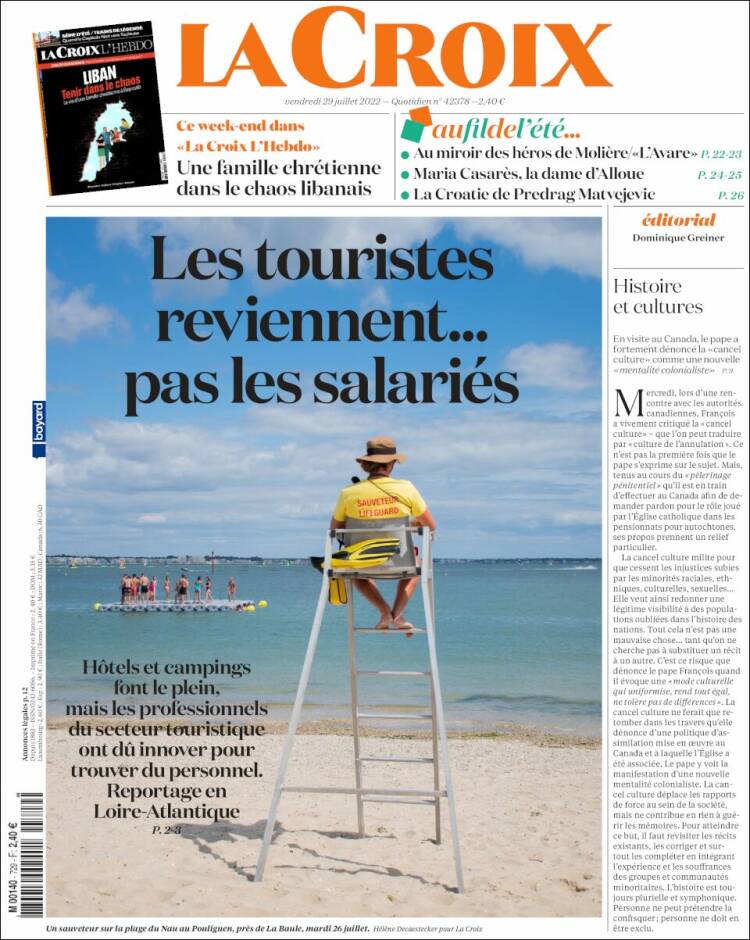 Portada de La Croix (Francia)