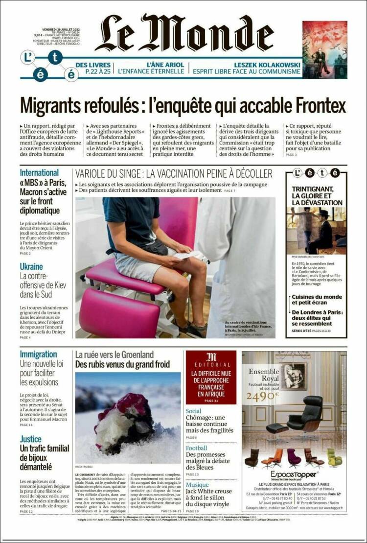 Portada de Le Monde (Francia)