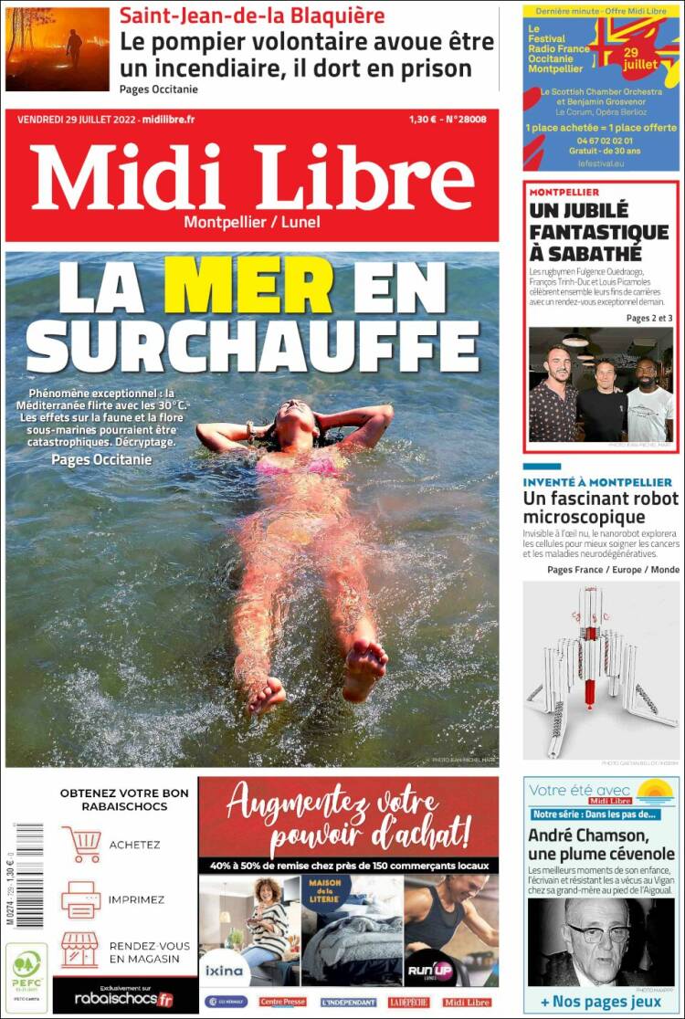Portada de Midi Libre (Francia)