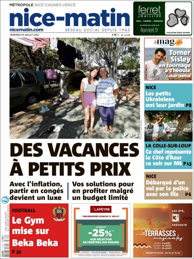 Portada de Nice-Matin (Francia)